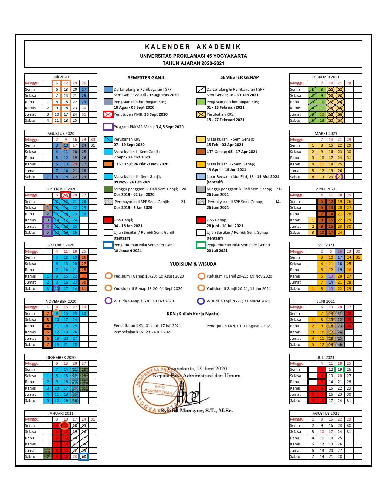 Kalender Akademik - Prodi Teknik Lingkungan